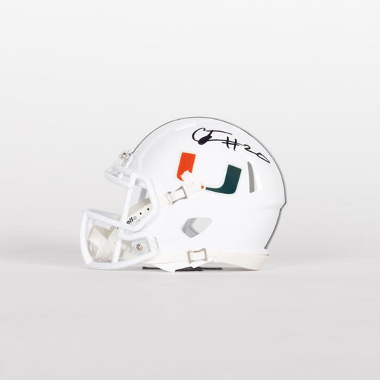 Riddell Miami Hurricanes Student Athlete #20 Chris Ewald Autographed White Mini Football Helmet