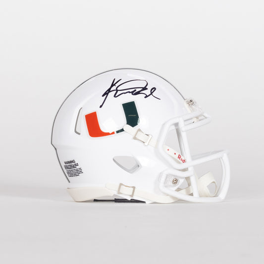 Riddell Miami Hurricanes Student Athlete #30 Kellen Wiley Jr. Autographed White Mini Football Helmet