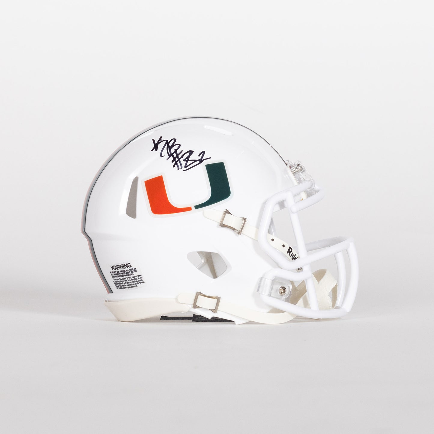 Riddell Miami Hurricanes Student Athlete #32 Kamal Bonner Autographed White Mini Football Helmet