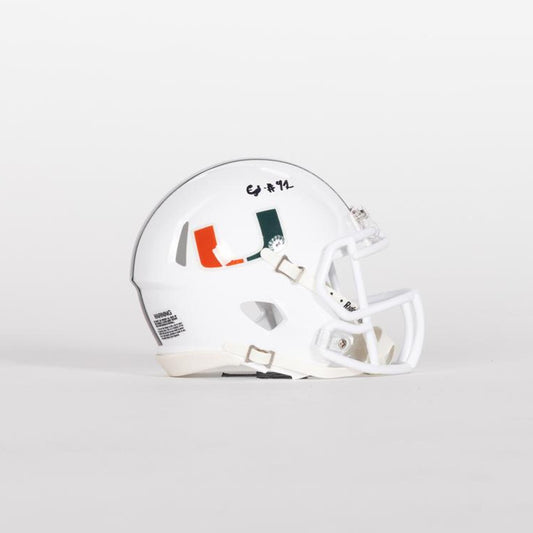Riddell Miami Hurricanes Student Athlete #41 Chase Smith Autographed White Mini Football Helmet