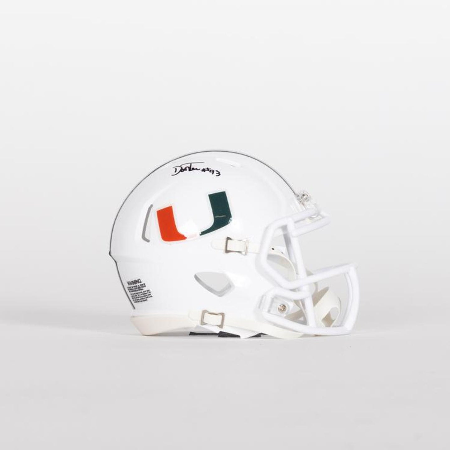Riddell Miami Hurricanes Student Athlete #93 Donta Simpson Autographed White Mini Football Helmet