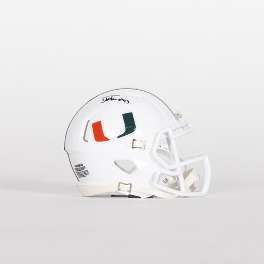 Riddell Miami Hurricanes Student Athlete #93 Donta Simpson Autographed White Mini Football Helmet