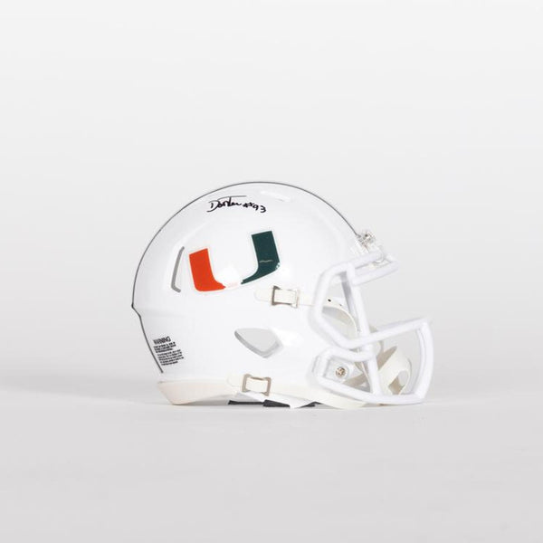 black simpson football helmet Riddell Miami Hurricanes Student Athlete #93 Donta Simpson Autographed White Mini Football Helmet