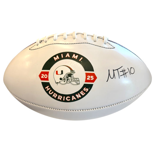 Baden Sports Miami Hurricanes Student Athlete #10 Malachi Toney Autographed White Full Size Football