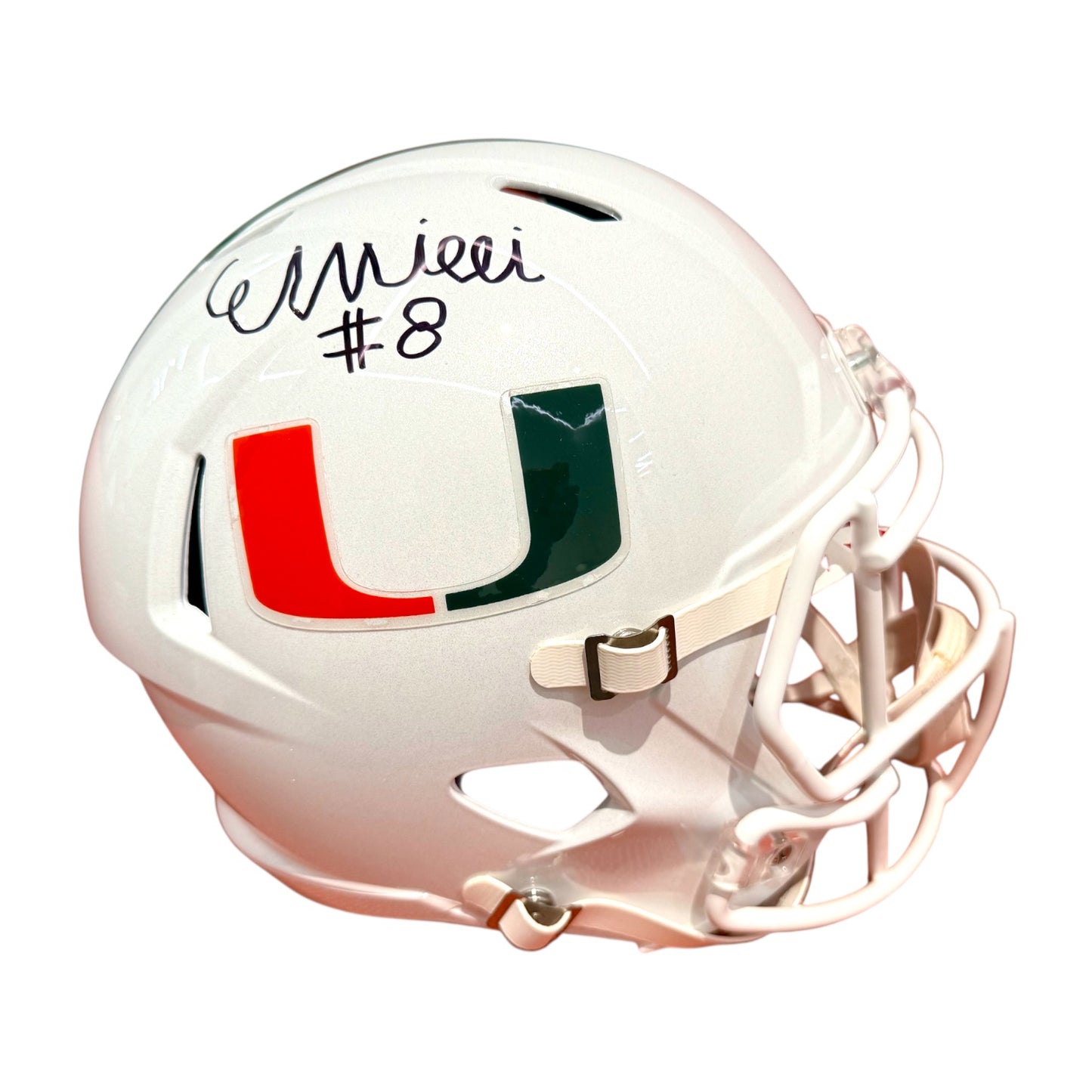 Riddell Miami Hurricanes Student Athlete #8 Emory Williams Autographed White Full Size Football Helmet