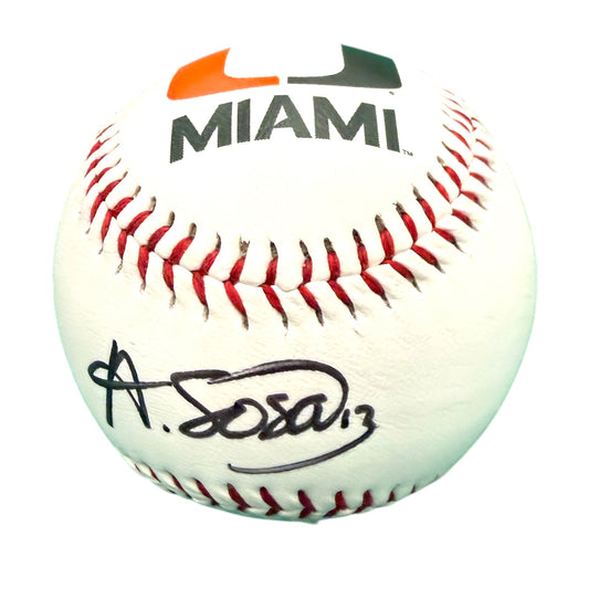 Miami Hurricanes Student Athlete #13 Alex Sosa Autographed Baseball