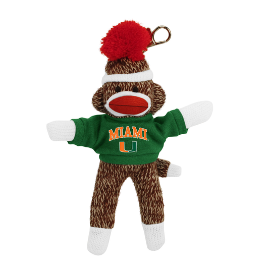 Pennington Bear Company Miami Hurricanes Brown Sock Monkey Keychain
