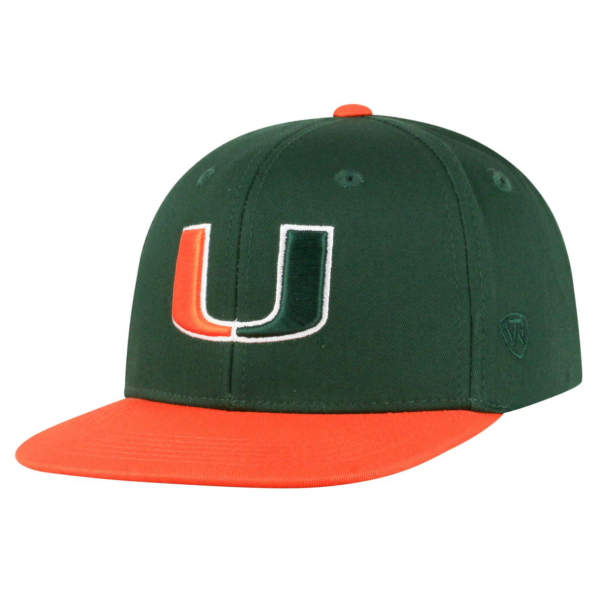 Top of the World Miami Hurricanes Youth Orange &amp; Green Adjustable SnapBack Hat - Left Angled View