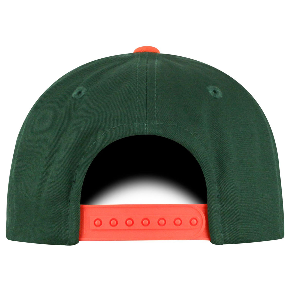 Top of the World Miami Hurricanes Youth Orange &amp; Green Adjustable SnapBack Hat - Back View