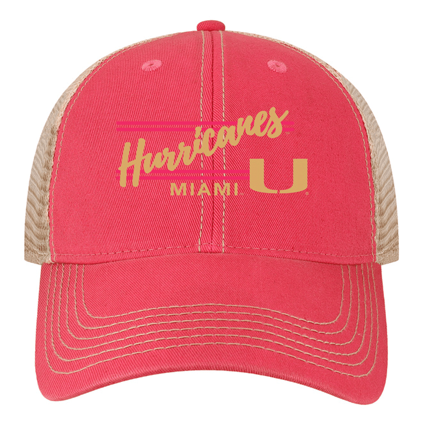 Legacy Miami Hurricanes Girls Pink and tan Adjustable Trucker Hat