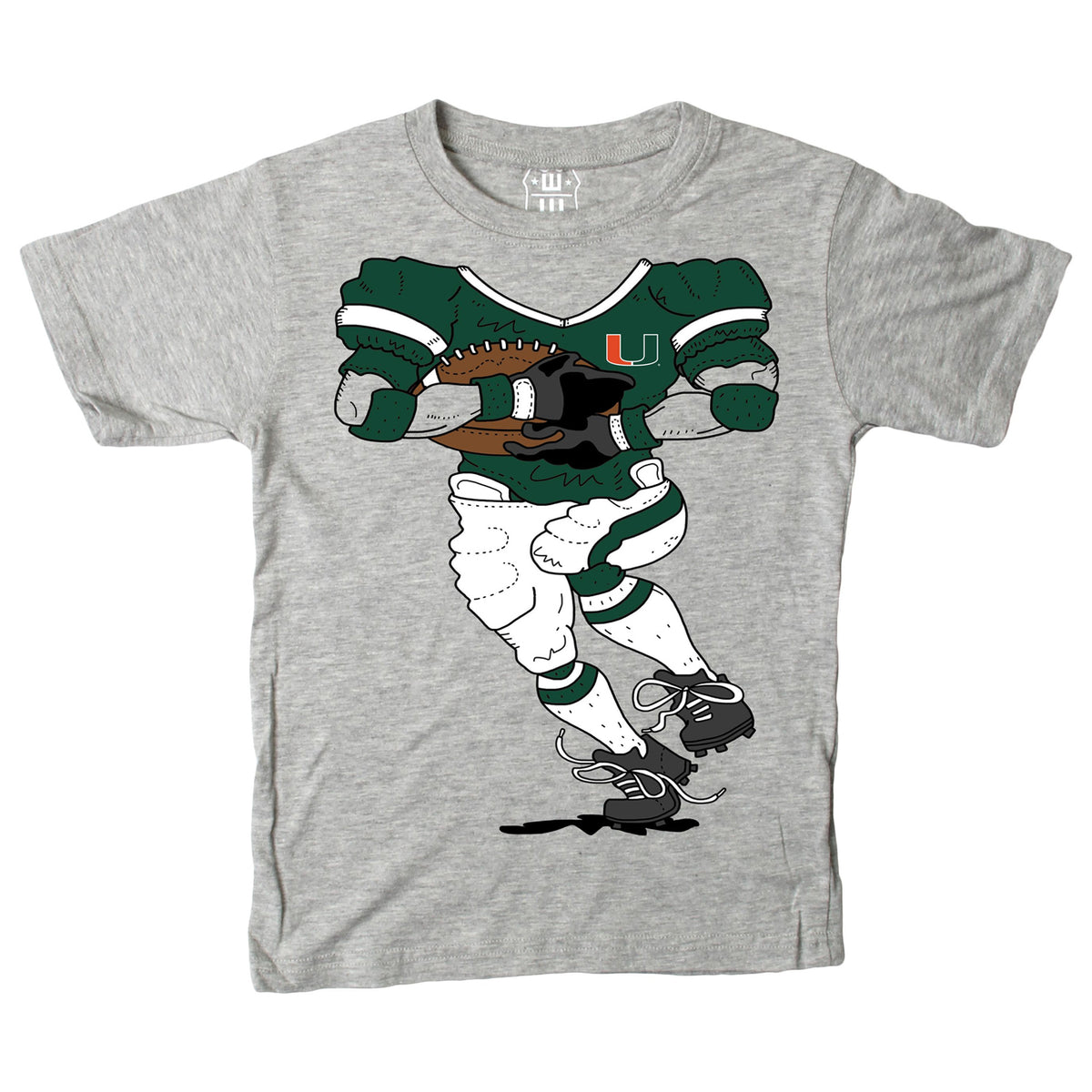 Wes &amp; Willy Miami Hurricanes Toddler Grey Football Player T-Shirt