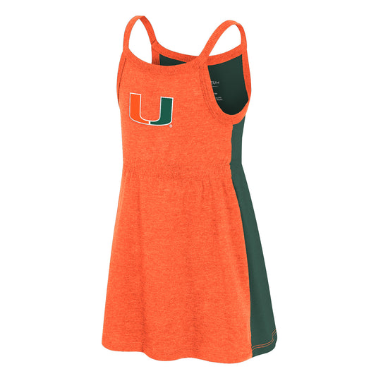 Colosseum Miami Hurricanes Toddler Orange and Green Flare Dress
