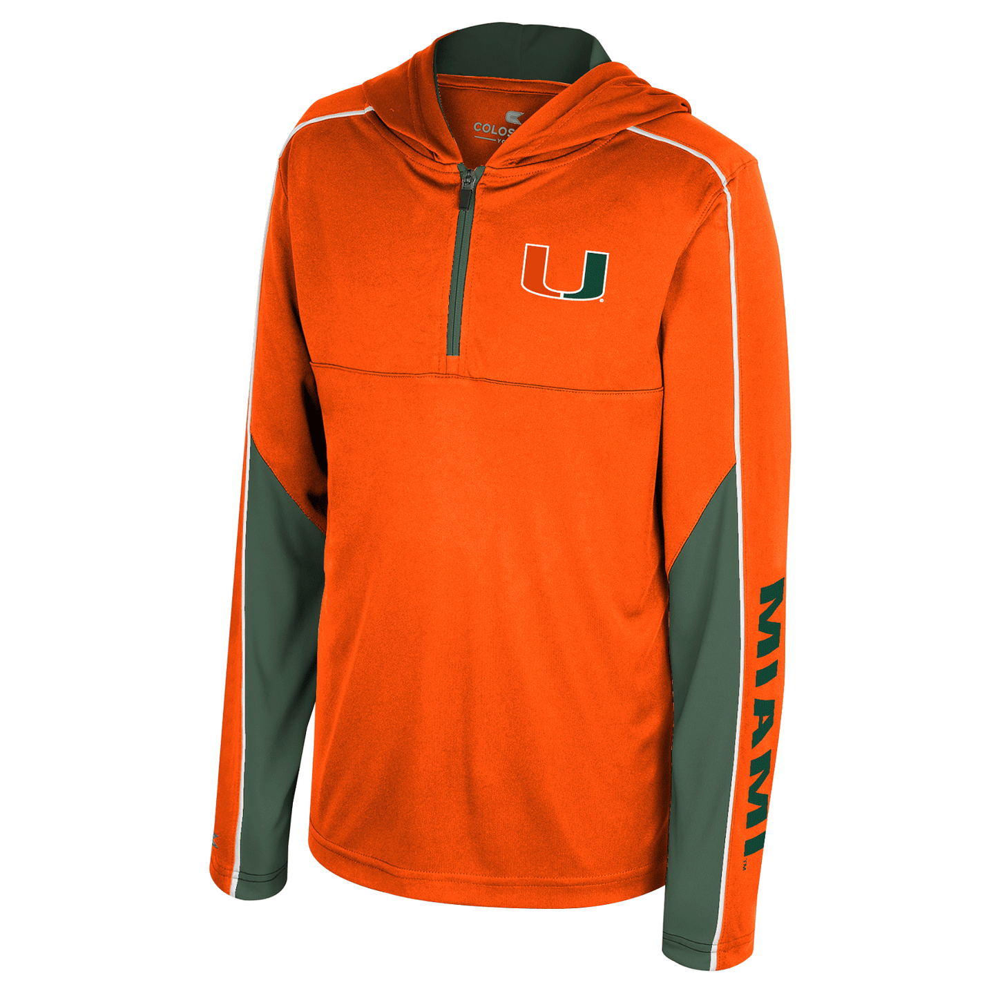 Colosseum Miami Hurricanes Youth Orange 1/4 Zip Hoodie