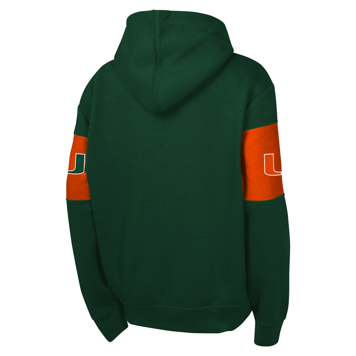 Outerstuff Miami Hurricanes Youth Green and Orange Hoodie - Back View