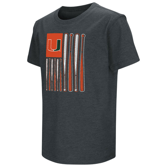 Colosseum Miami Hurricanes Youth Black U Bat Flag T-Shirt