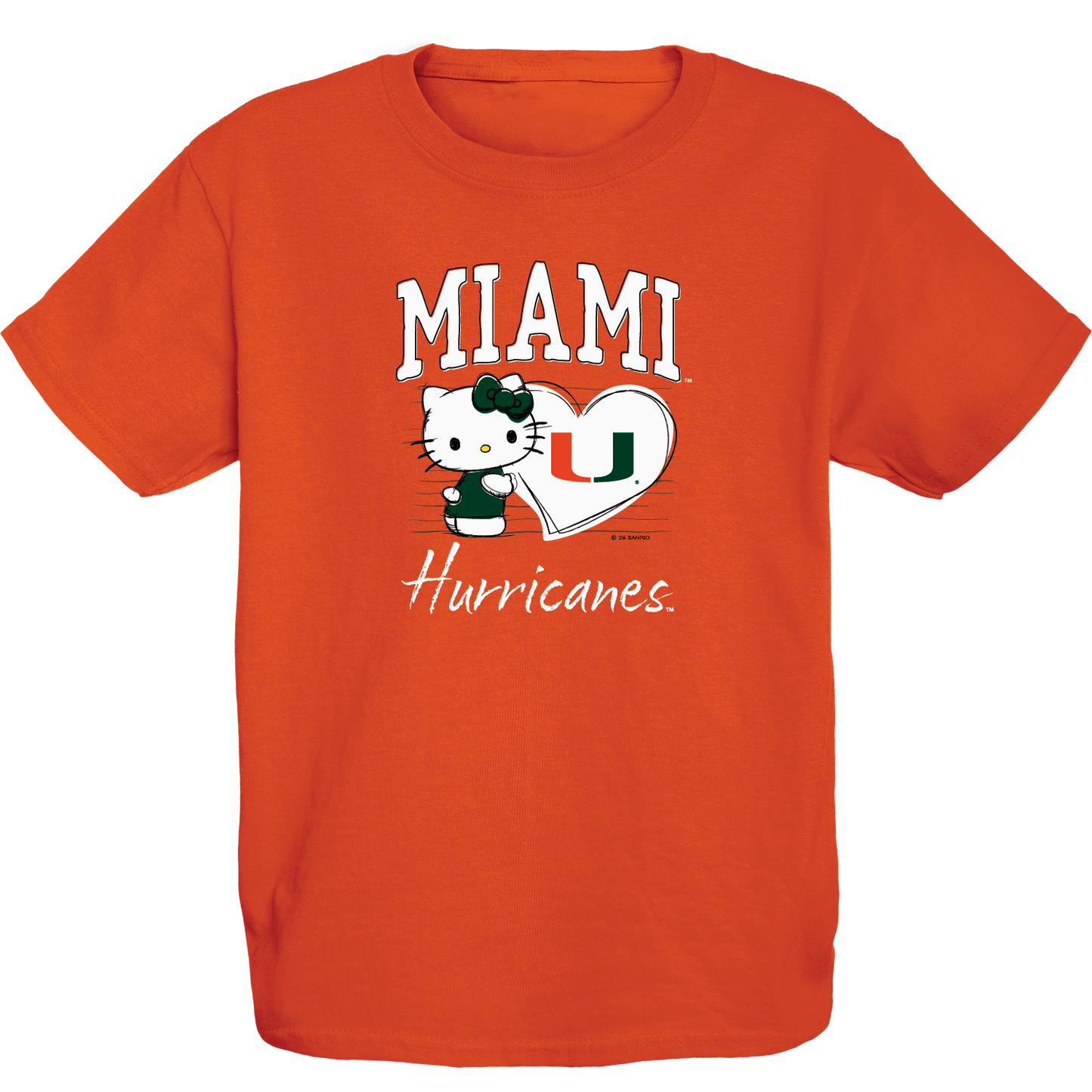 Hello Kitty Miami Hurricanes Youth Orange Miami T-Shirt