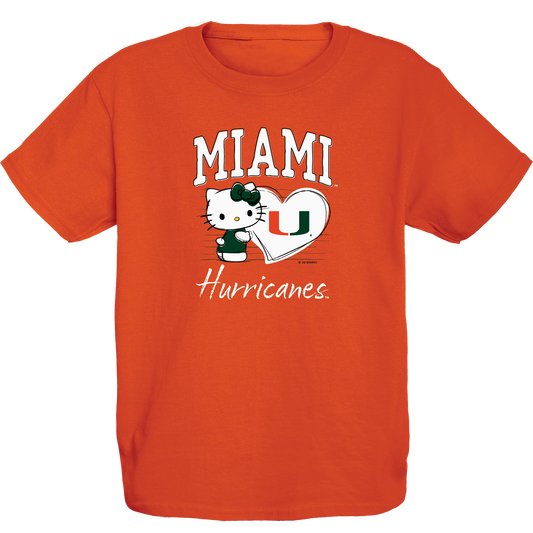 Hello Kitty Miami Hurricanes Youth Orange Miami T-Shirt