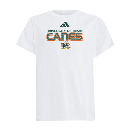 adidas Miami Hurricanes Youth White 2001 Collection Canes T-Shirt