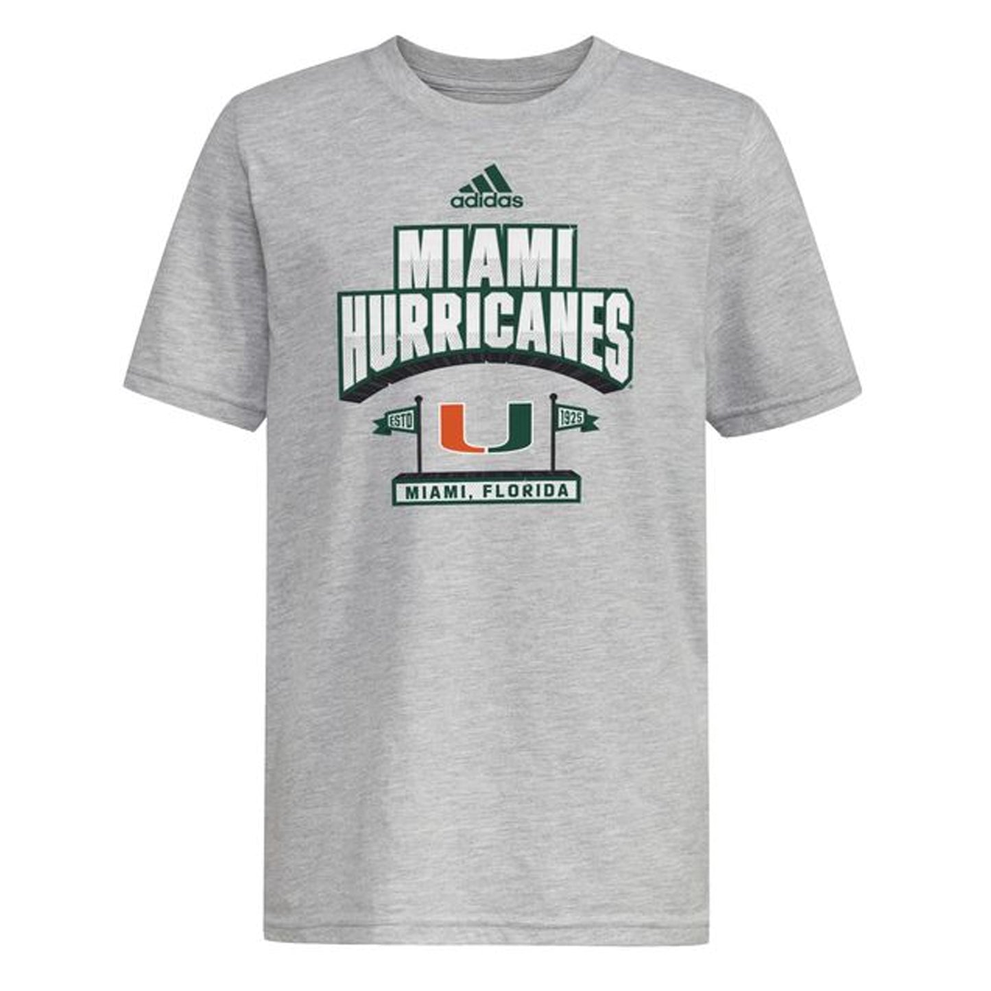 adidas Miami Hurricanes Youth Grey Heritage T-Shirt