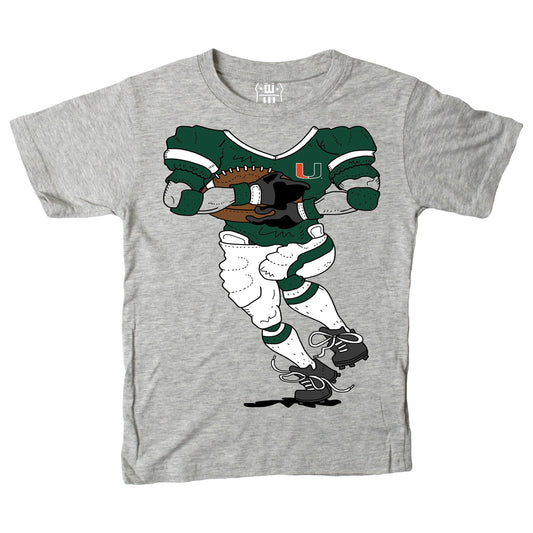 Wes & Willy Miami Hurricanes Kids Grey Football Player T-Shirt