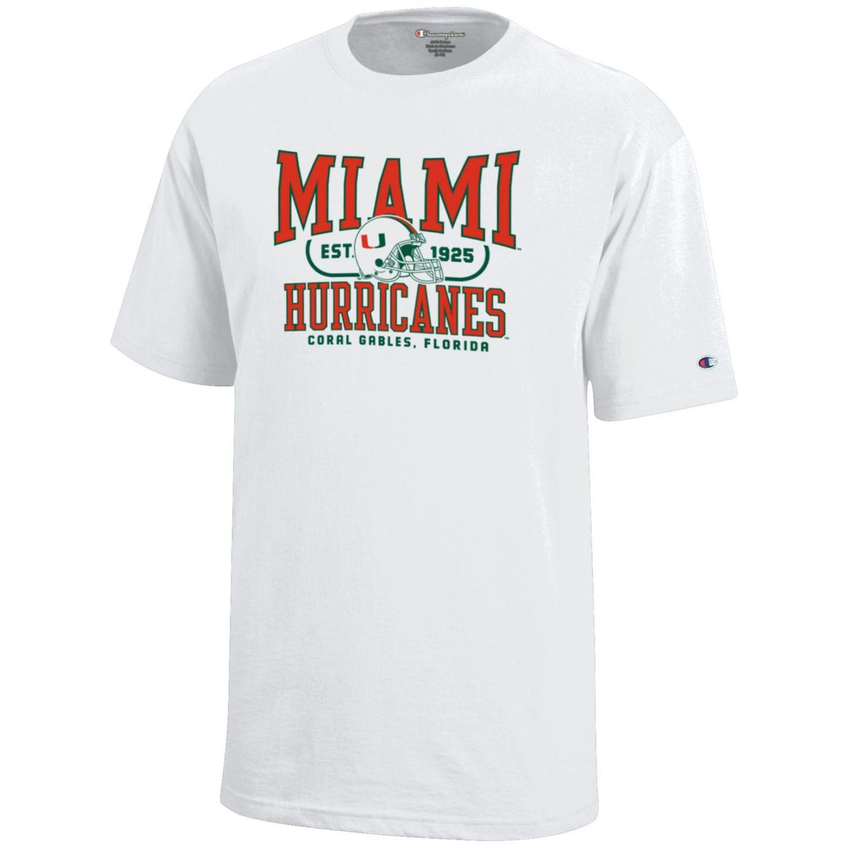 Champion Miami Hurricanes Football  White Youth T-Shirt