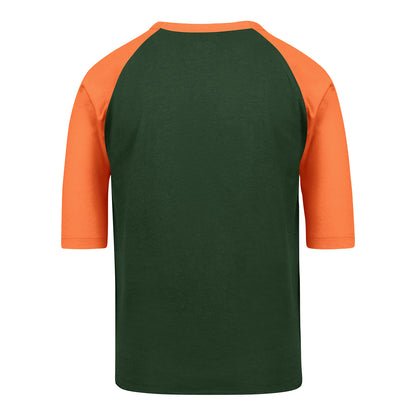 '47 Brand Miami Hurricanes Youth Green & Orange 3/4 Sleeve Miami Hurricanes Script T-Shirt