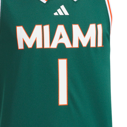 adidas Miami Hurricanes Youth Green Basketball Jersey