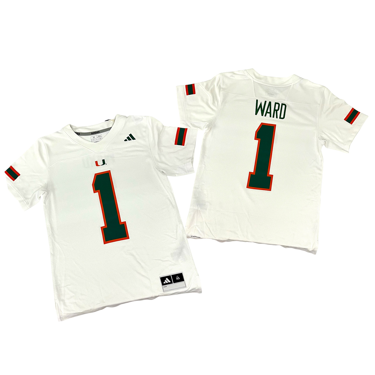 Miami Hurricanes adidas #1 Cam Ward Student Athlete White Replica Football Jersey-24BR