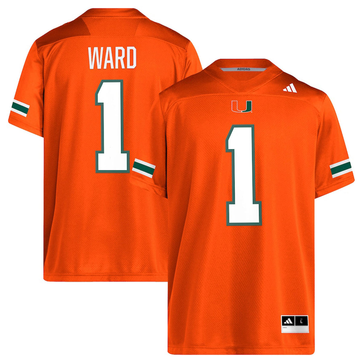 Miami Hurricanes adidas #1 Cam Ward Student Athlete Orange Replica Football Jersey-24R