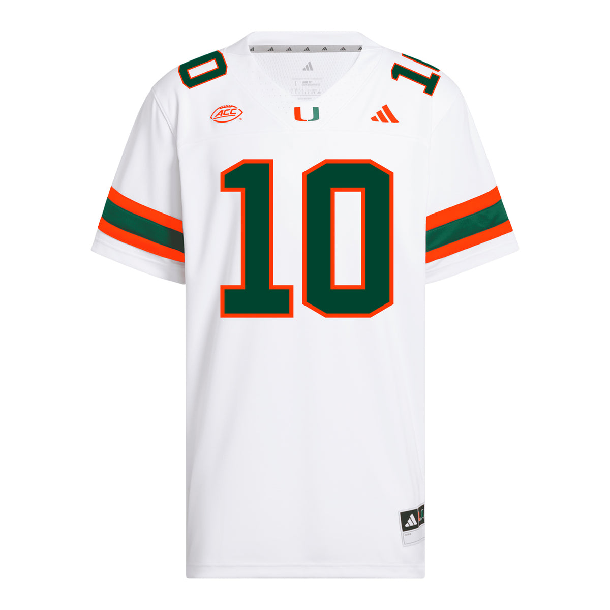 adidas Miami Hurricanes #10 Malachi Toney Student Athlete White Football Jersey