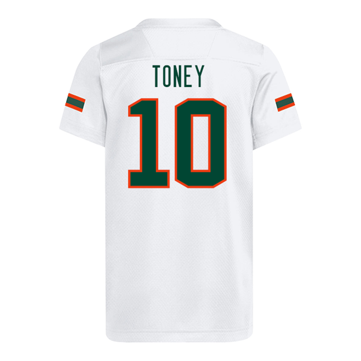 adidas Miami Hurricanes Youth #10 Malachi Toney Student Athlete White Football Jersey