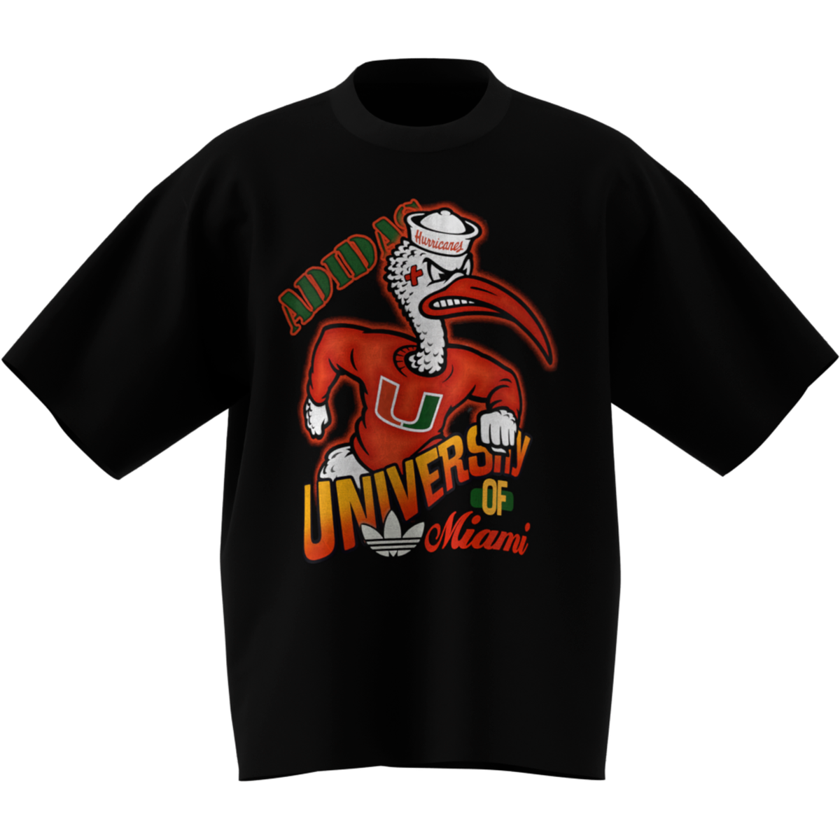 adidas Miami Hurricanes Black Originals Sebastian the Ibis Graphic T-Shirt