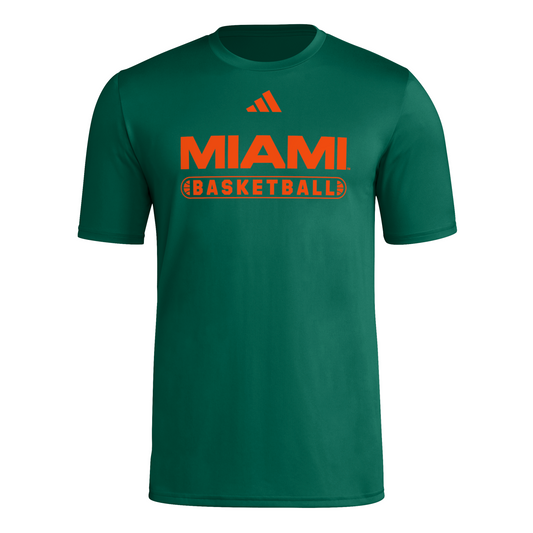 adidas Miami Hurricanes Green Miami Basketball T-Shirt