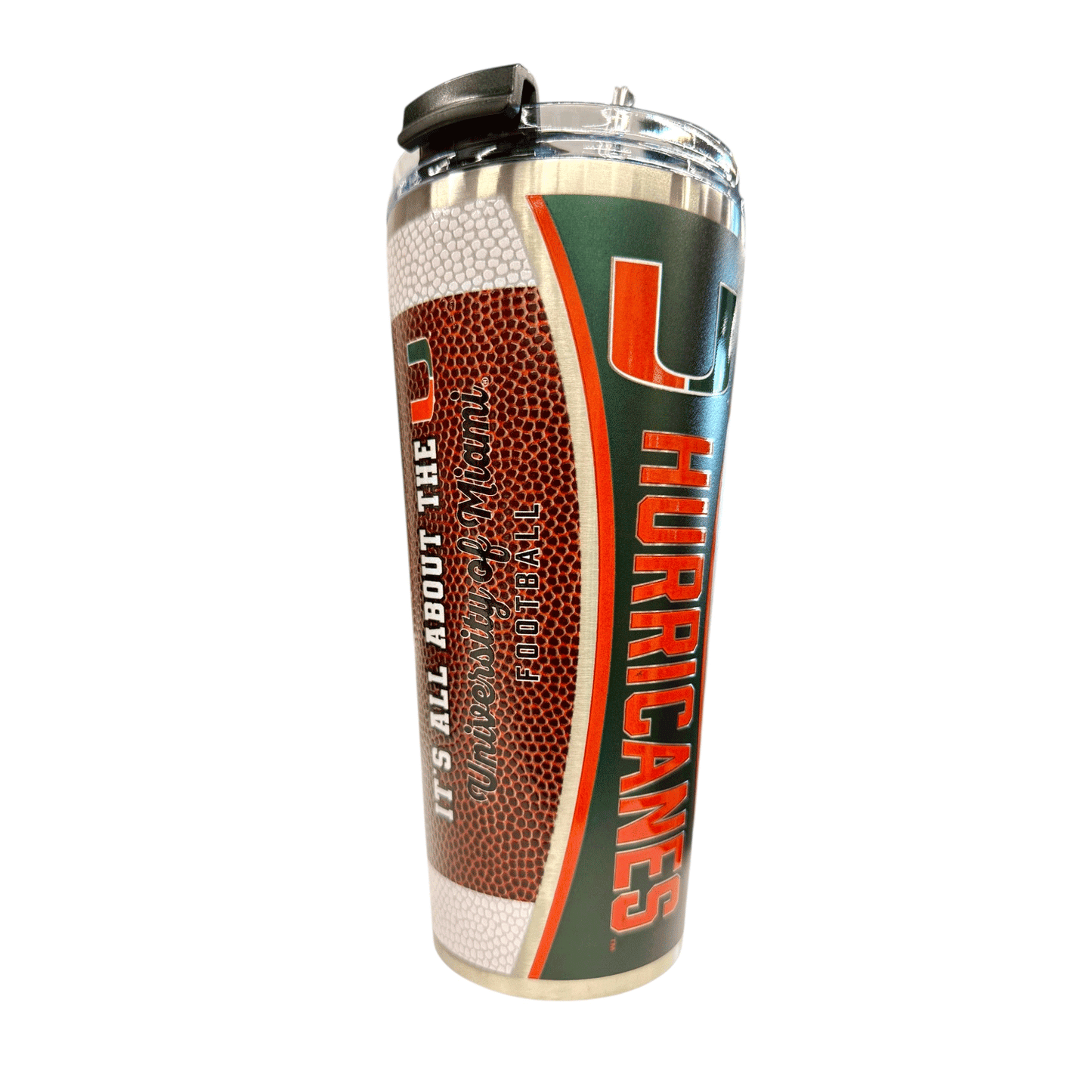 Great American Miami Hurricanes 32oz Textured Football Tumbler