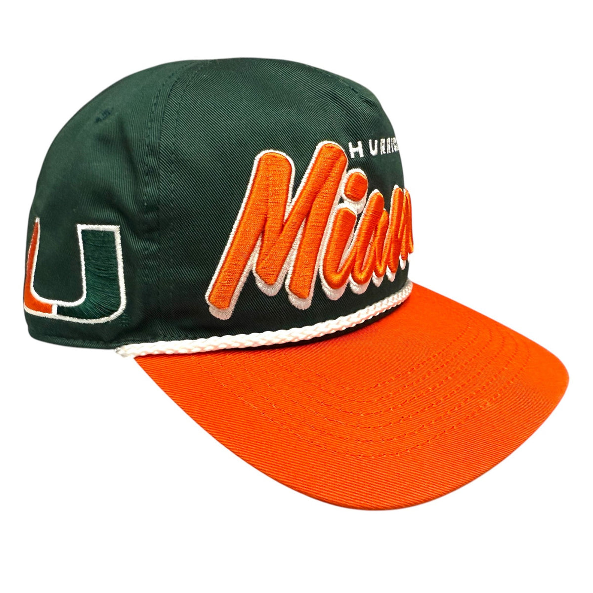 &#39;47 Brand Miami Hurricanes Green and Orange Miami Hitch Rope Snapback