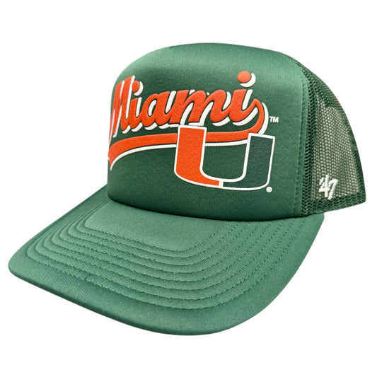 '47 Brand Miami Hurricanes Green UMiami Mesh-Back Trucker Hat