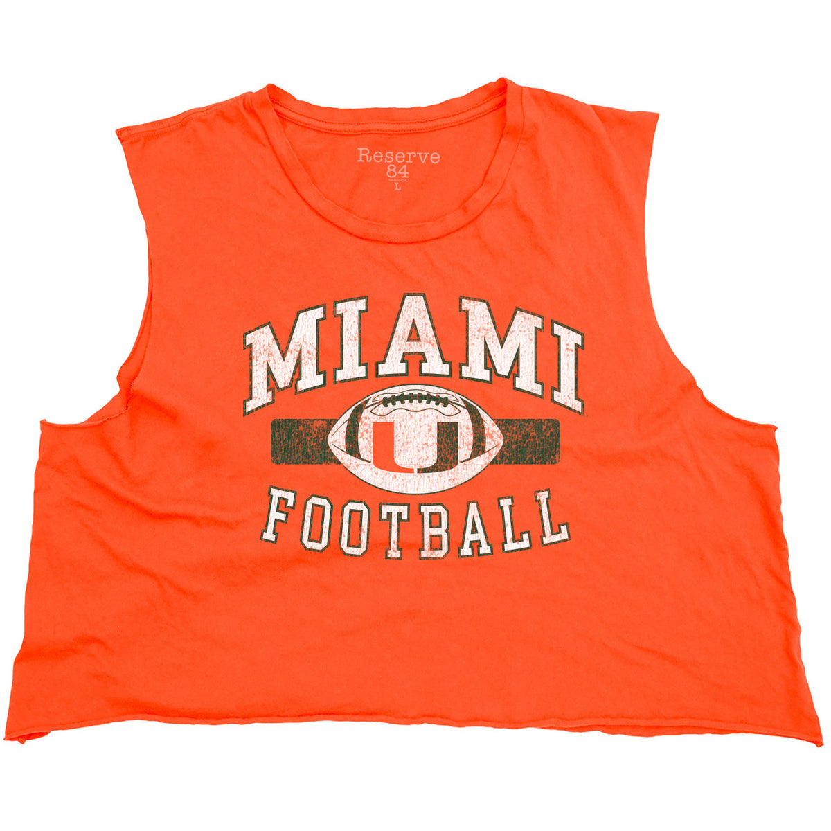 Blue 84 Miami Hurricanes Women&#39;s Orange Muscle Crop Football Tank Top