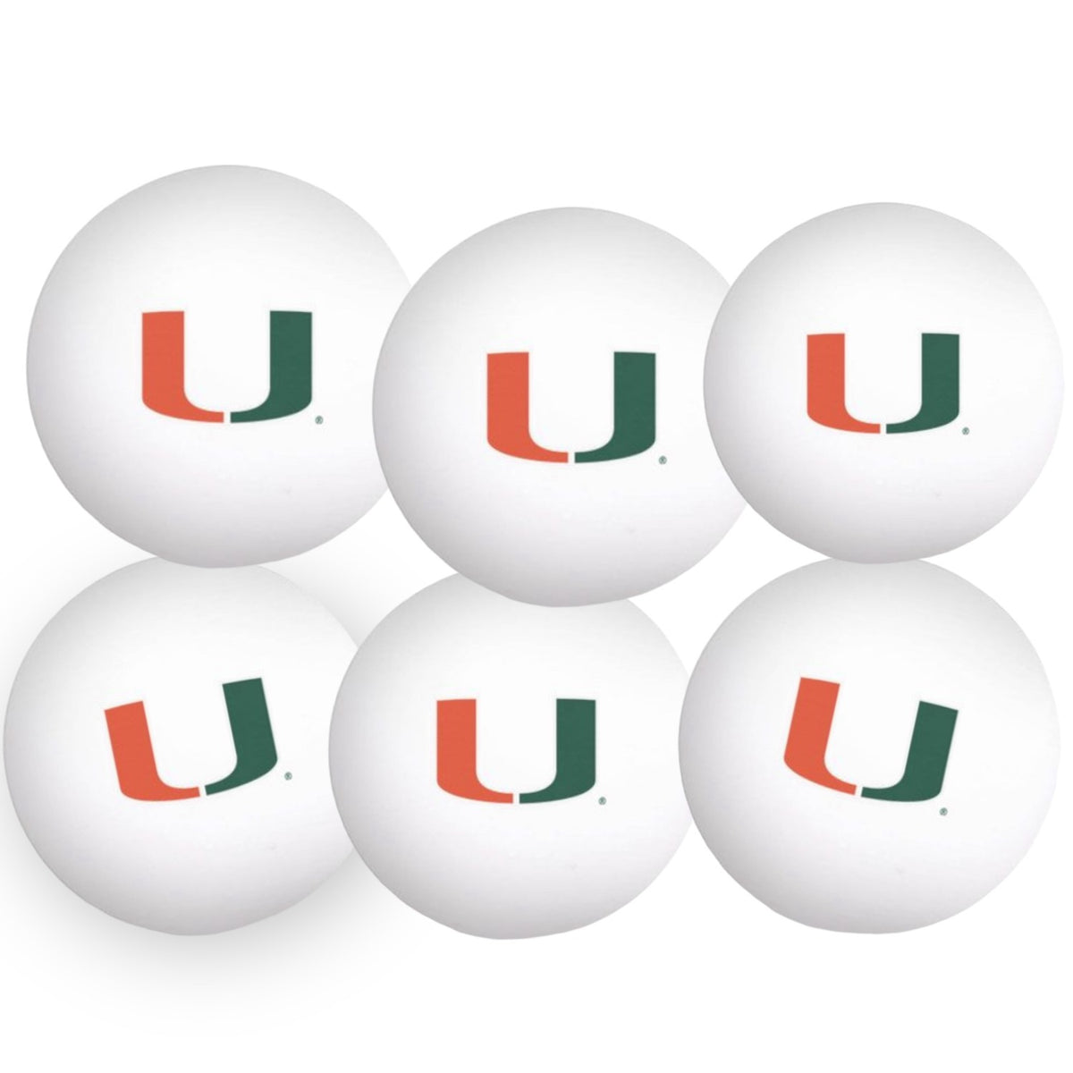 WinCraft University of Miami 6-Pack White Ping Pong Balls