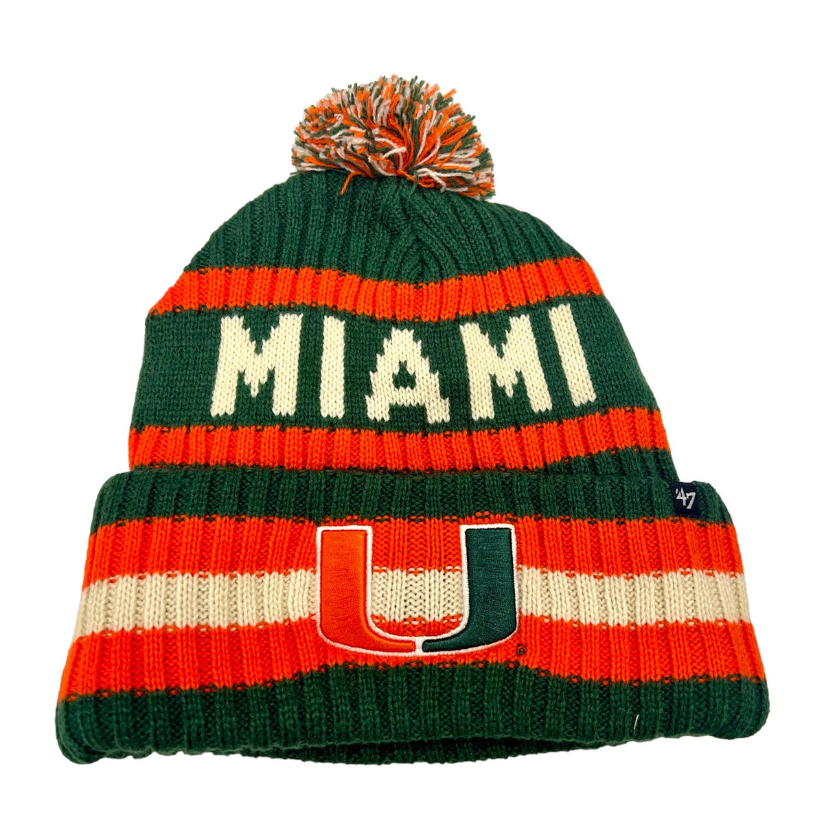 &#39;47 Brand University of Miami Green/ Orange Knit Hat