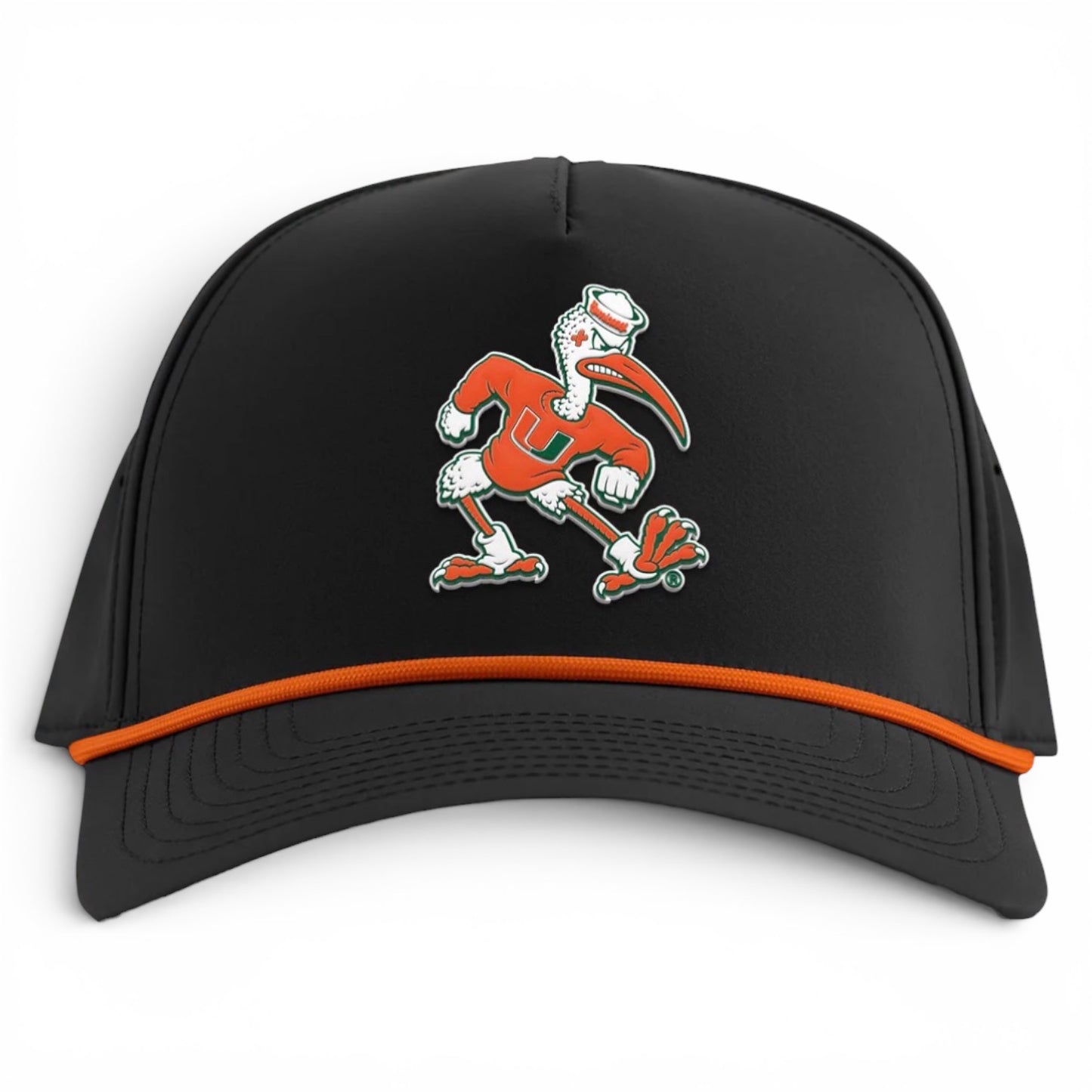 Branded Bills Miami Hurricanes Black Sebastian the Ibis Curved Rope Hat