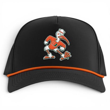 Branded Bills Miami Hurricanes Black Sebastian the Ibis Curved Rope Hat