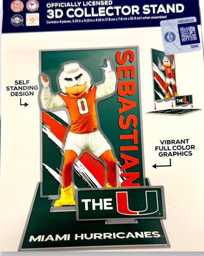 WinCraft Miami Hurricanes 3D Sebastian the Ibis Collector Stand