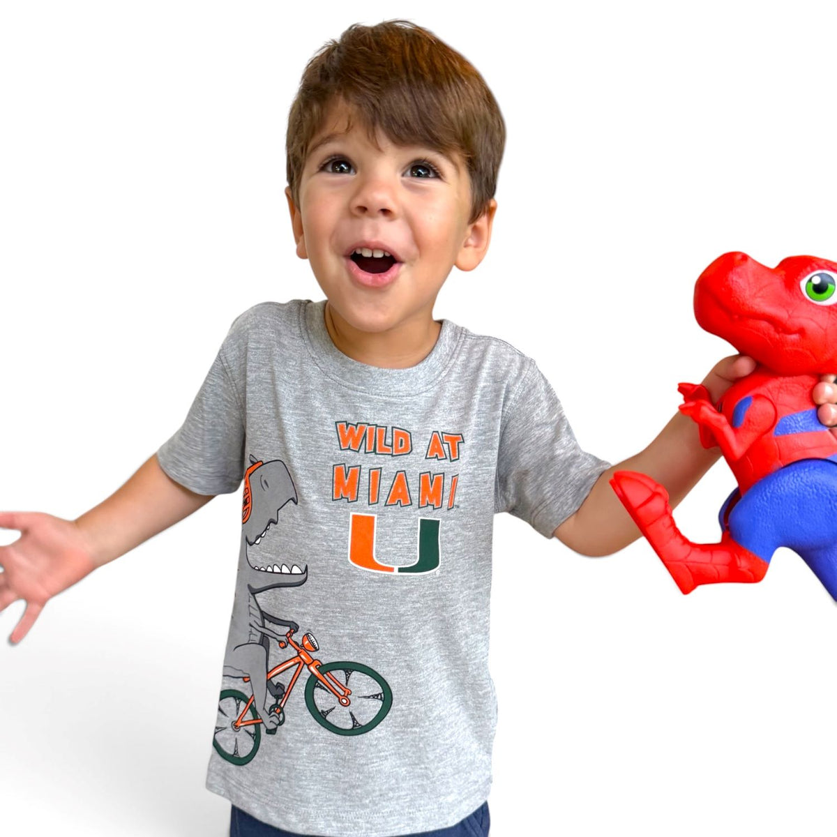 Colosseum Miami Hurricanes Toddler Grey Wild Dino T-Shirt