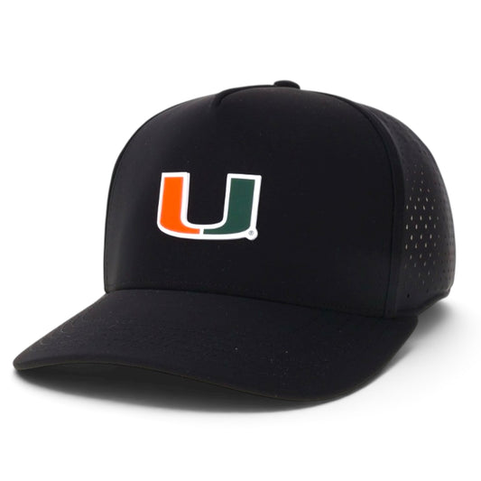 Legacy Miami Hurricanes Youth Black U Patch “Cut Above” Adjustable Hat