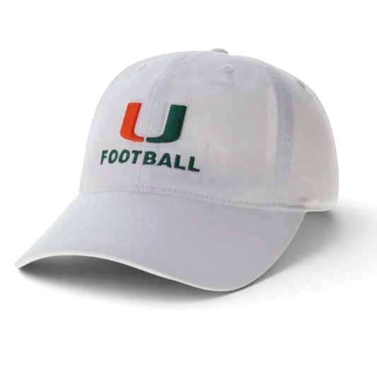 Legacy Miami Hurricanes White U Football Relaxed Twill Adjustable Hat