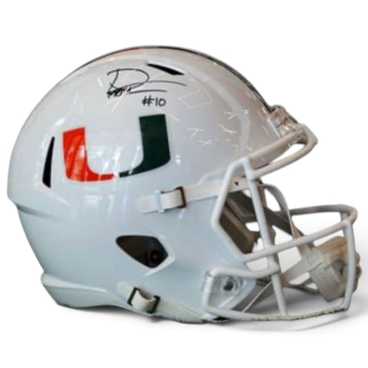 Miami Hurricanes Student Athlete #10 Darian Mensah Autographed White Full Size Football Helmet