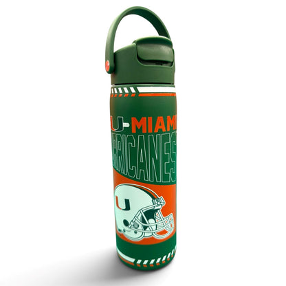 Rico Industries Miami Hurricanes Green Football Helemt 24 oz Water Bottle