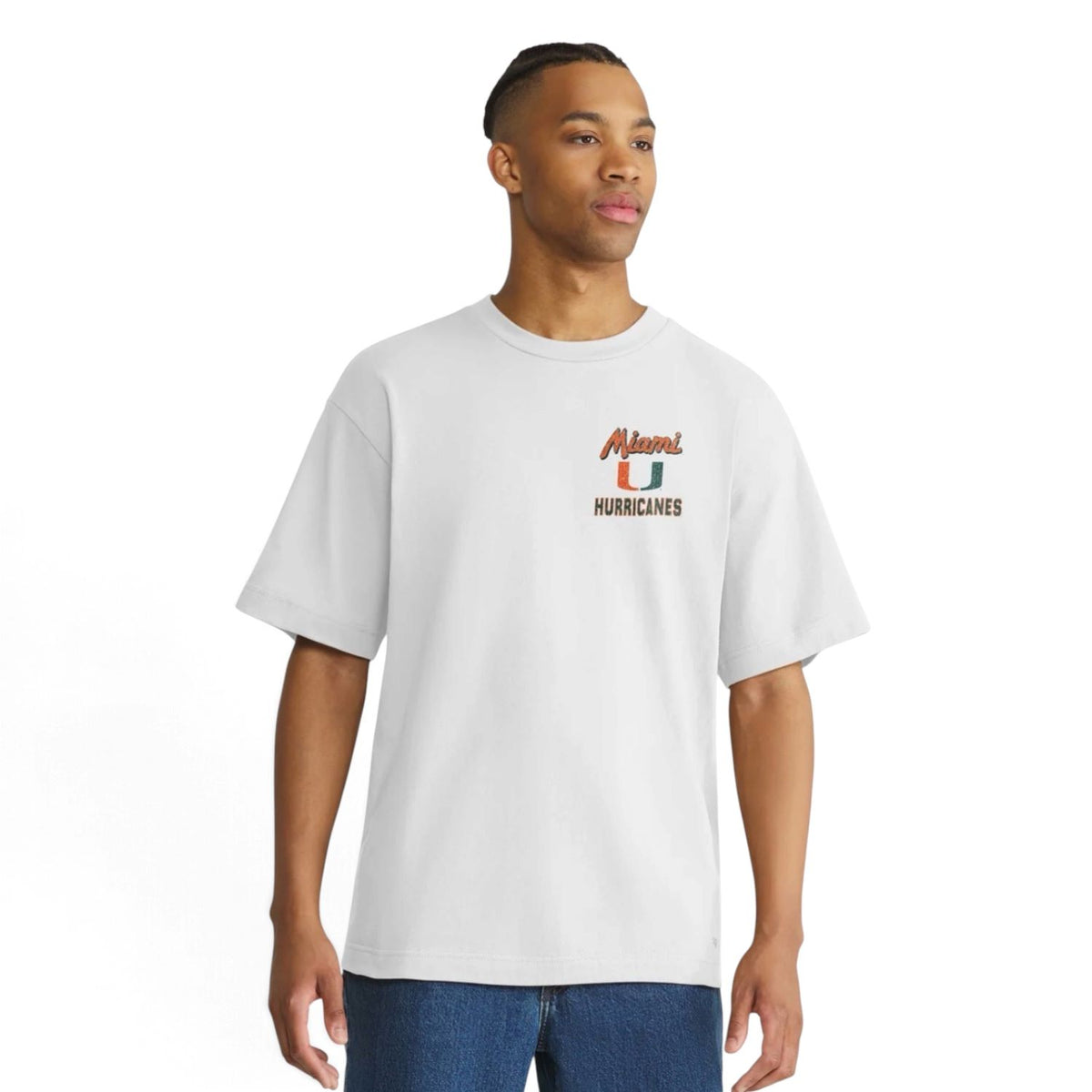 '47 Brand Miami Hurricanes White Mascot Backer T-Shirt