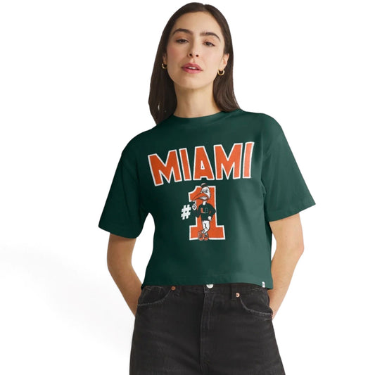'47 Brand Miami Hurricanes Women's Green Foundation Crop T-Shirt