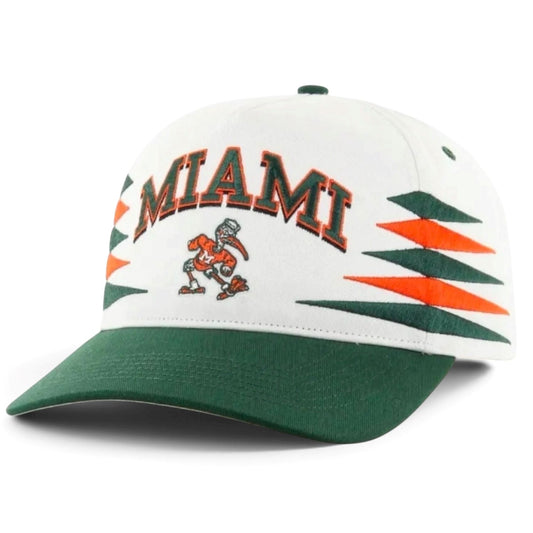 '47 Brand Miami Hurricanes White Diamond Cut Adjustable Hat